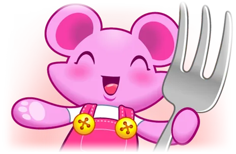 Adorables-Avatar: pinke Maus mit Gabel
